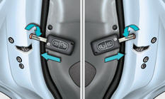 -  Avec la clé de contact, tournez la commande rouge d’un quart de tour : - vers