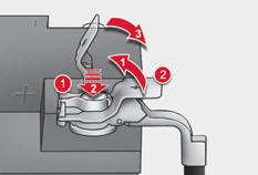 -  Positionnez le collier 1 ouvert du câble sur la borne (+) de la